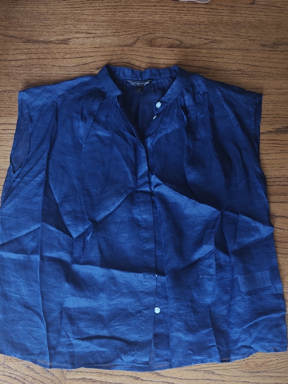 Banana Republic Navy Blue Sleeveless Button Front Top